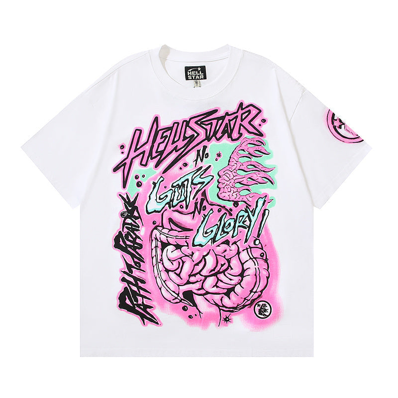 Hellstar No Guts No Glory White Graphic T-Shirt