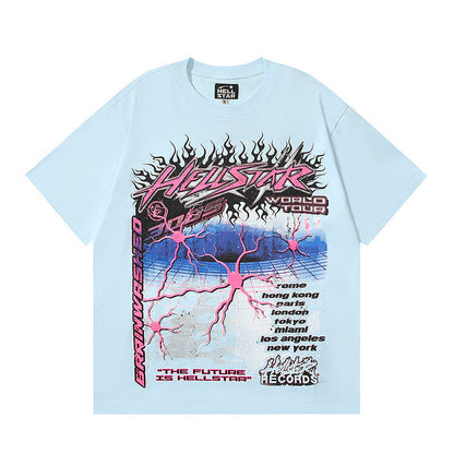 Hellstar Neuron Tour T-Shirt Light Blue Graphic