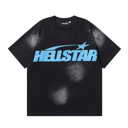 Hellstar Classic Logo Washed Black Blue T-shirt