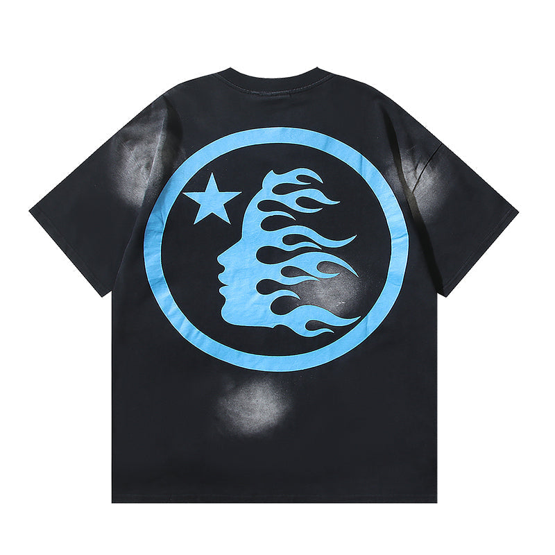 Hellstar Classic Logo Washed Black Blue T-shirt