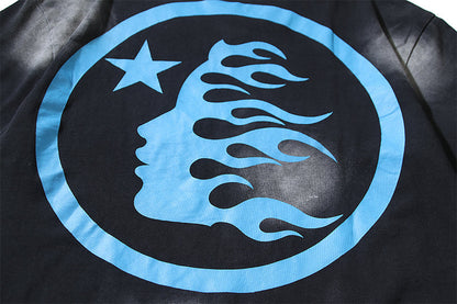 Hellstar Classic Logo Washed Black Blue T-shirt
