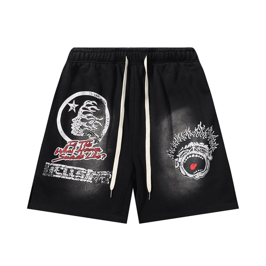 Hellstar Records Smiley Face Shorts Black