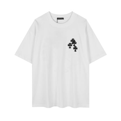 Chrome Hearts Ring Cross Floral Embroidered Vintage Gothic T-shirt 2604