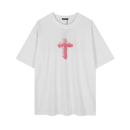 Chrome Hearts Black Base Pink Flame Cross T-shirt P65