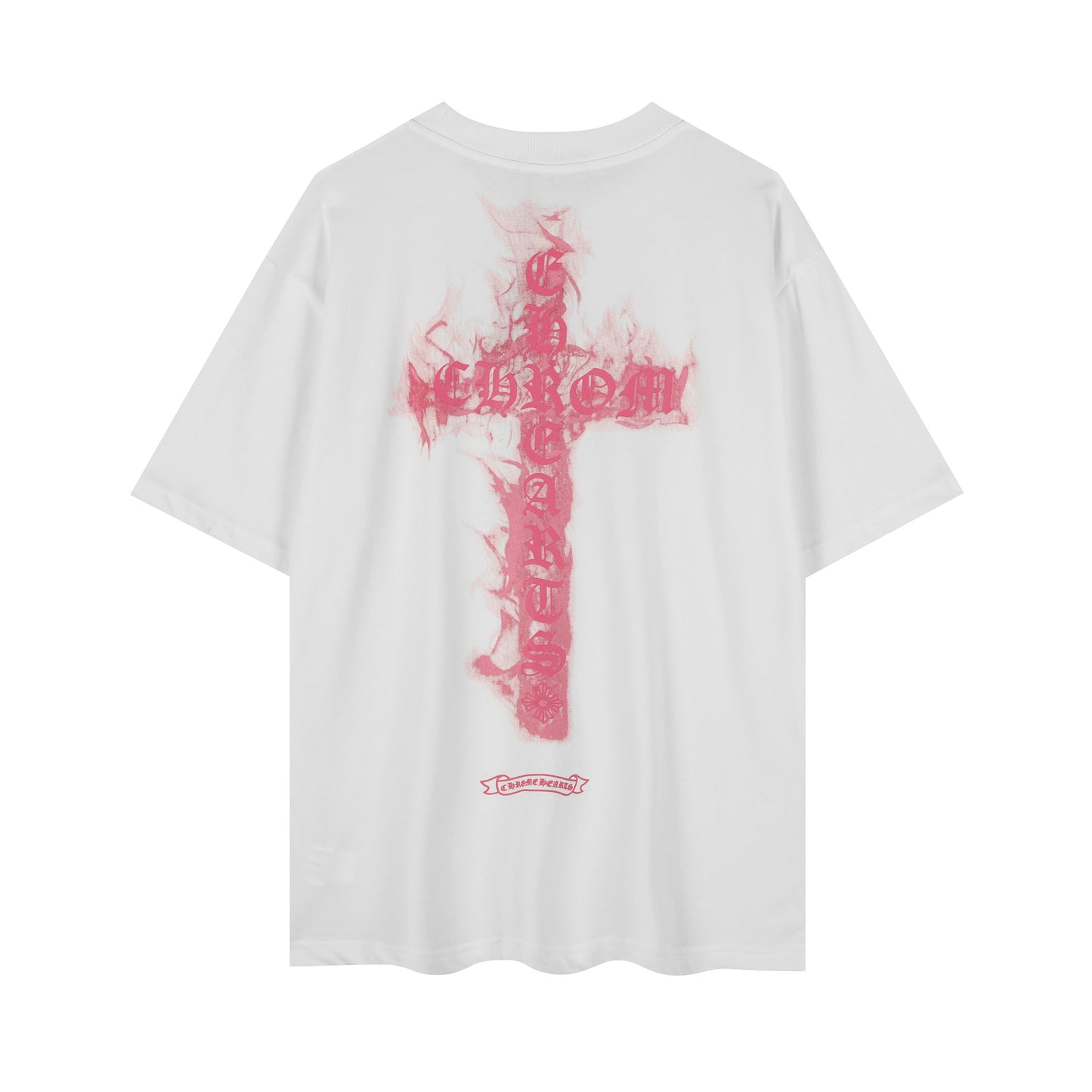 Chrome Hearts Black Base Pink Flame Cross T-shirt P65