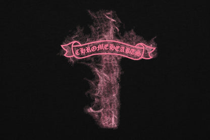 Chrome Hearts Black Base Pink Flame Cross T-shirt P65