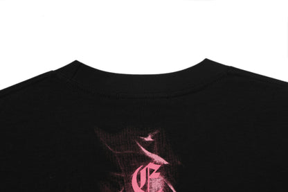 Chrome Hearts Black Base Pink Flame Cross T-shirt P65