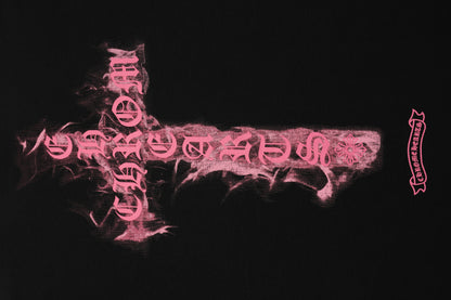 Chrome Hearts Black Base Pink Flame Cross T-shirt P65