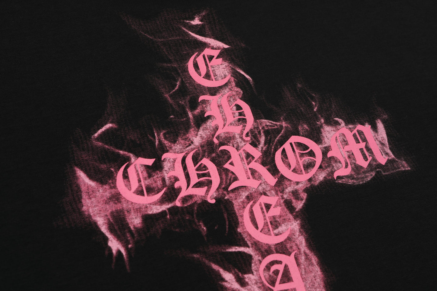 Chrome Hearts Black Base Pink Flame Cross T-shirt P65