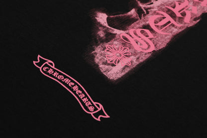 Chrome Hearts Black Base Pink Flame Cross T-shirt P65