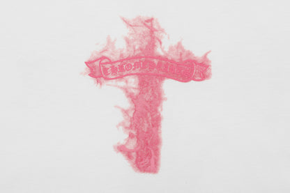 Chrome Hearts Black Base Pink Flame Cross T-shirt P65