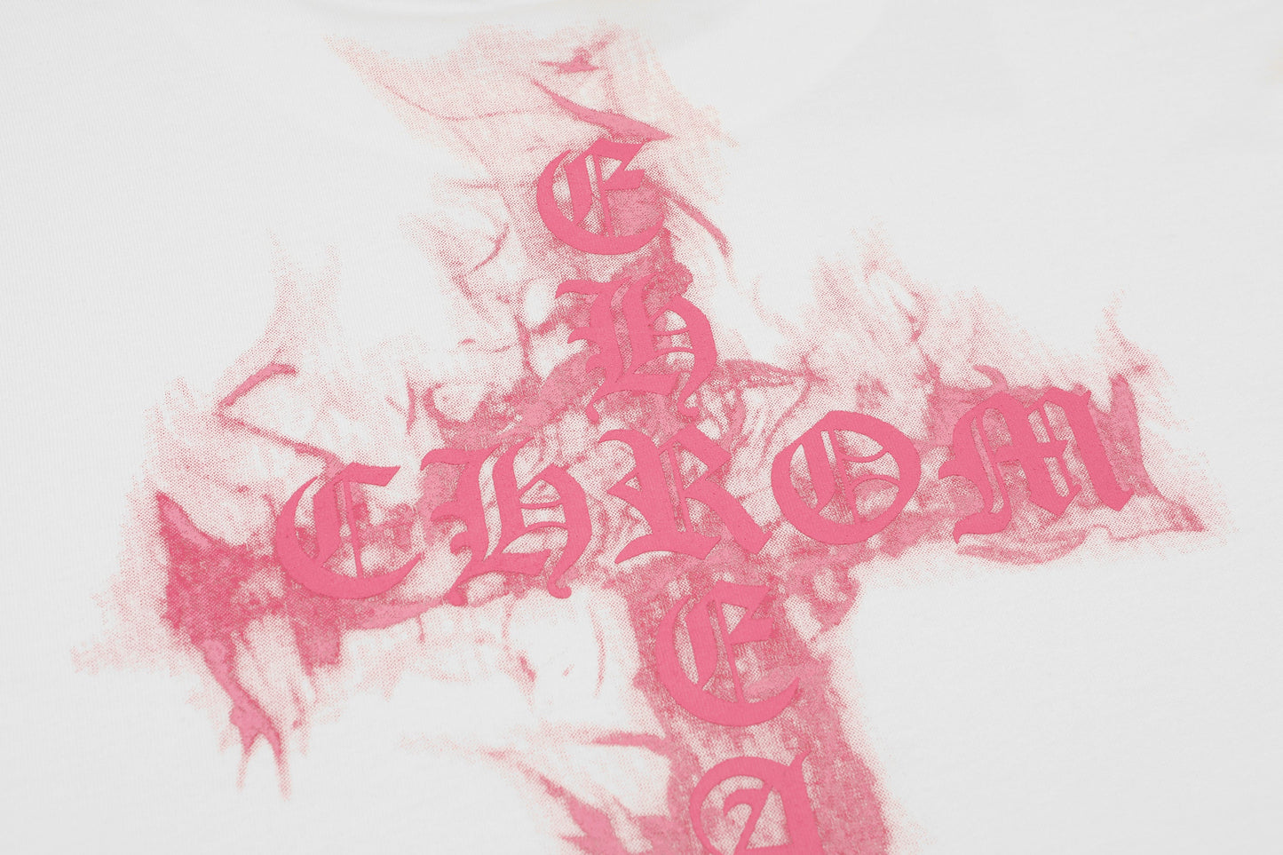 Chrome Hearts Black Base Pink Flame Cross T-shirt P65