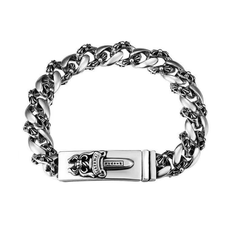 Chrome Hearts DAGGER ID FANCY LINK CLIP BRACELET -9