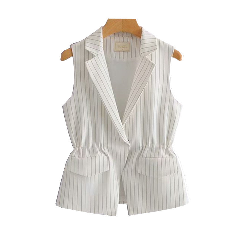 Women Vest Striped Vest Slim-Fit Cardigan