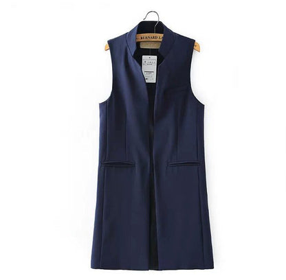 Women Vest Stand Collar Suit Cardigan Vest