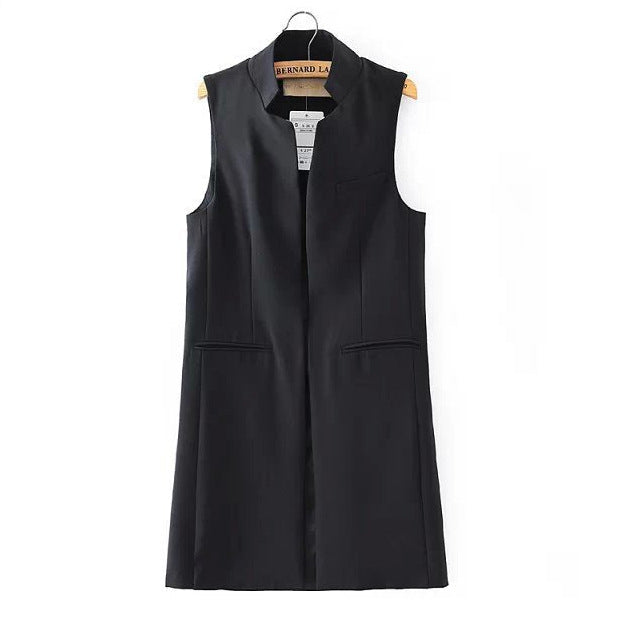 Women Vest Stand Collar Suit Cardigan Vest