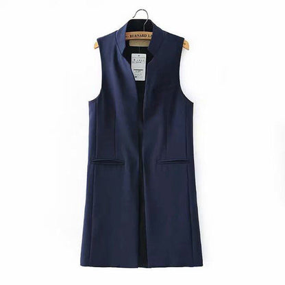 Women Vest Stand Collar Suit Cardigan Vest