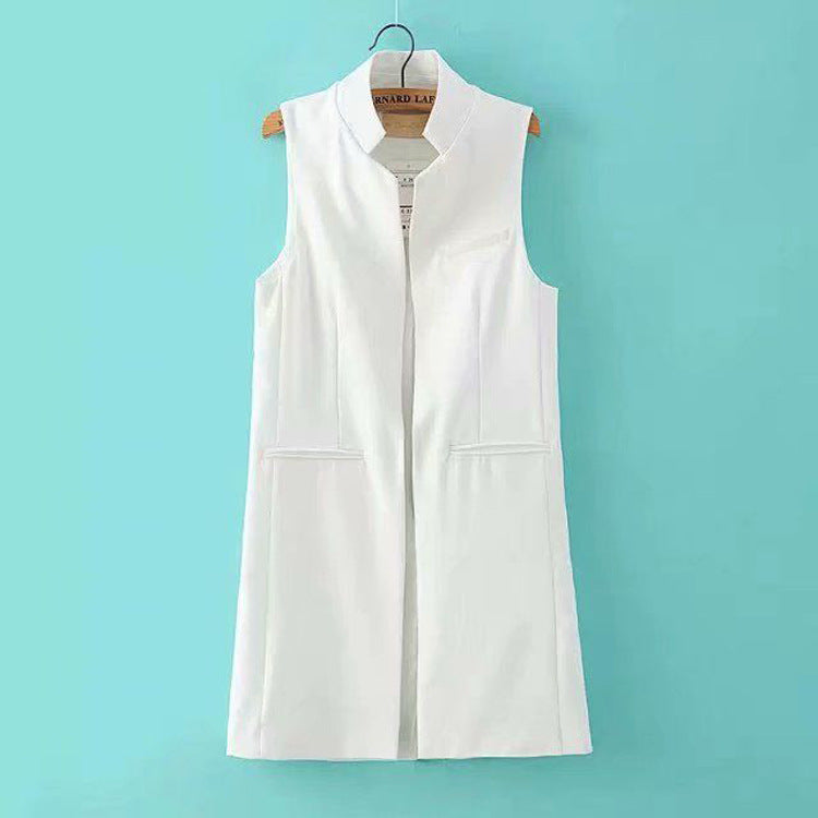 Women Vest Stand Collar Suit Cardigan Vest