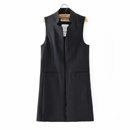 Women Vest Stand Collar Suit Cardigan Vest