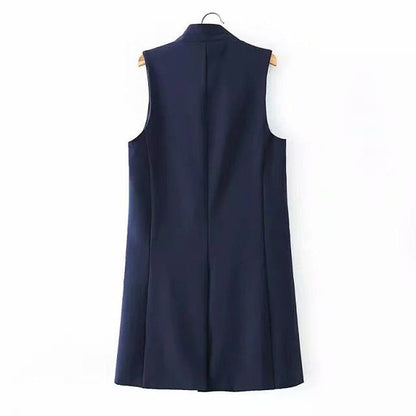 Women Vest Stand Collar Suit Cardigan Vest