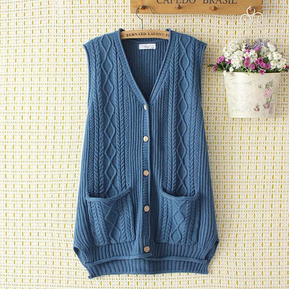 Women Vest plus Size Vest Middle-Aged Women's Knitted