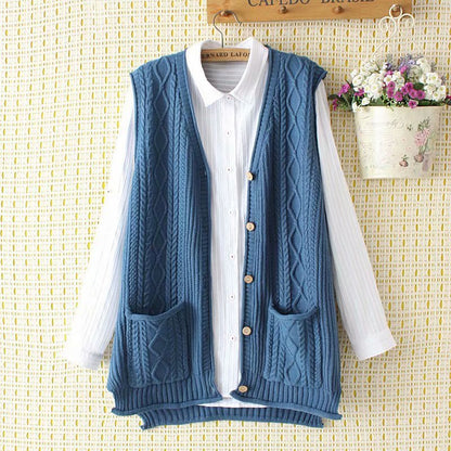 Women Vest plus Size Vest Middle-Aged Women's Knitted