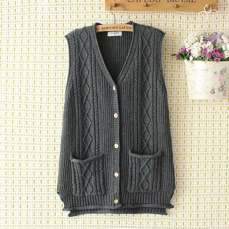 Women Vest plus Size Vest Middle-Aged Women's Knitted