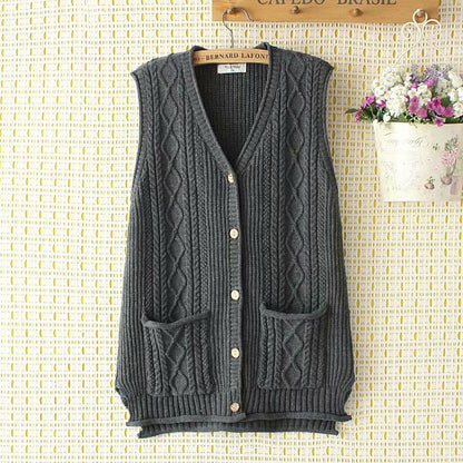Women Vest plus Size Vest Middle-Aged Women's Knitted