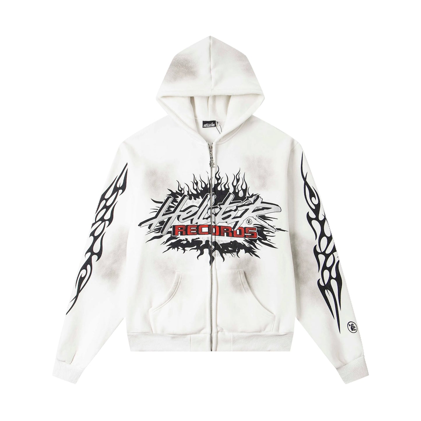 Hellstar Zip Up Hoodie White and Black