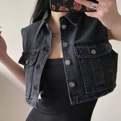 Women Vest Retro Loose Slimming and Short