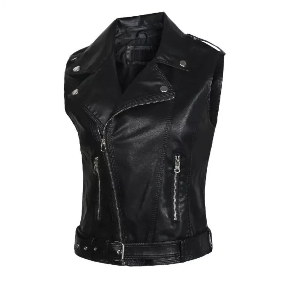 Women Vest PU Leather Vest Cool Handsome