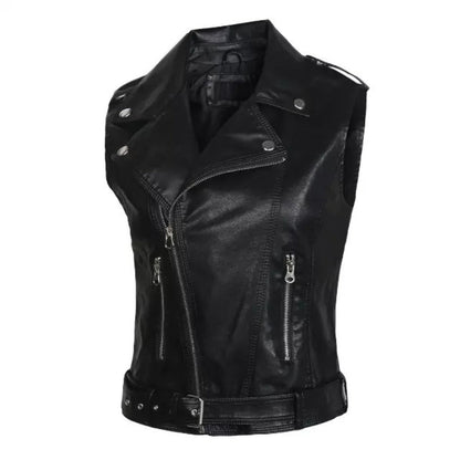 Women Vest PU Leather Vest Cool Handsome