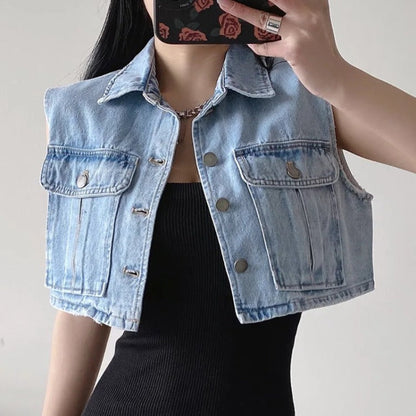 Women Vest Retro Loose Slimming and Short