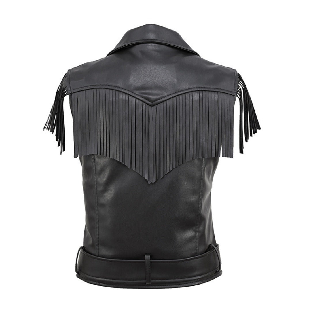 Women Vest PU Leather Short Vest Slim Fit Cool Handsome