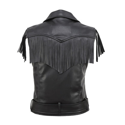 Women Vest PU Leather Short Vest Slim Fit Cool Handsome