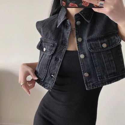 Women Vest Retro Loose Slimming and Short