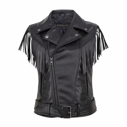 Women Vest PU Leather Short Vest Slim Fit Cool Handsome