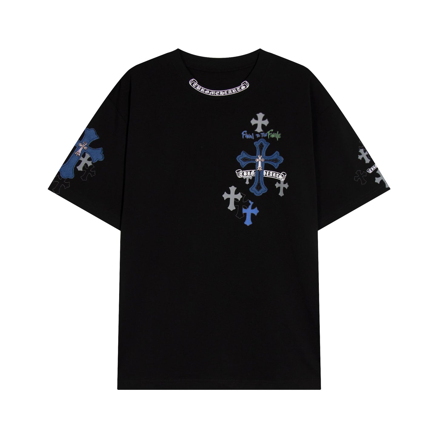 Chrome Hearts Cross Metal Denim Spliced Short-Sleeve T-shirt TB14