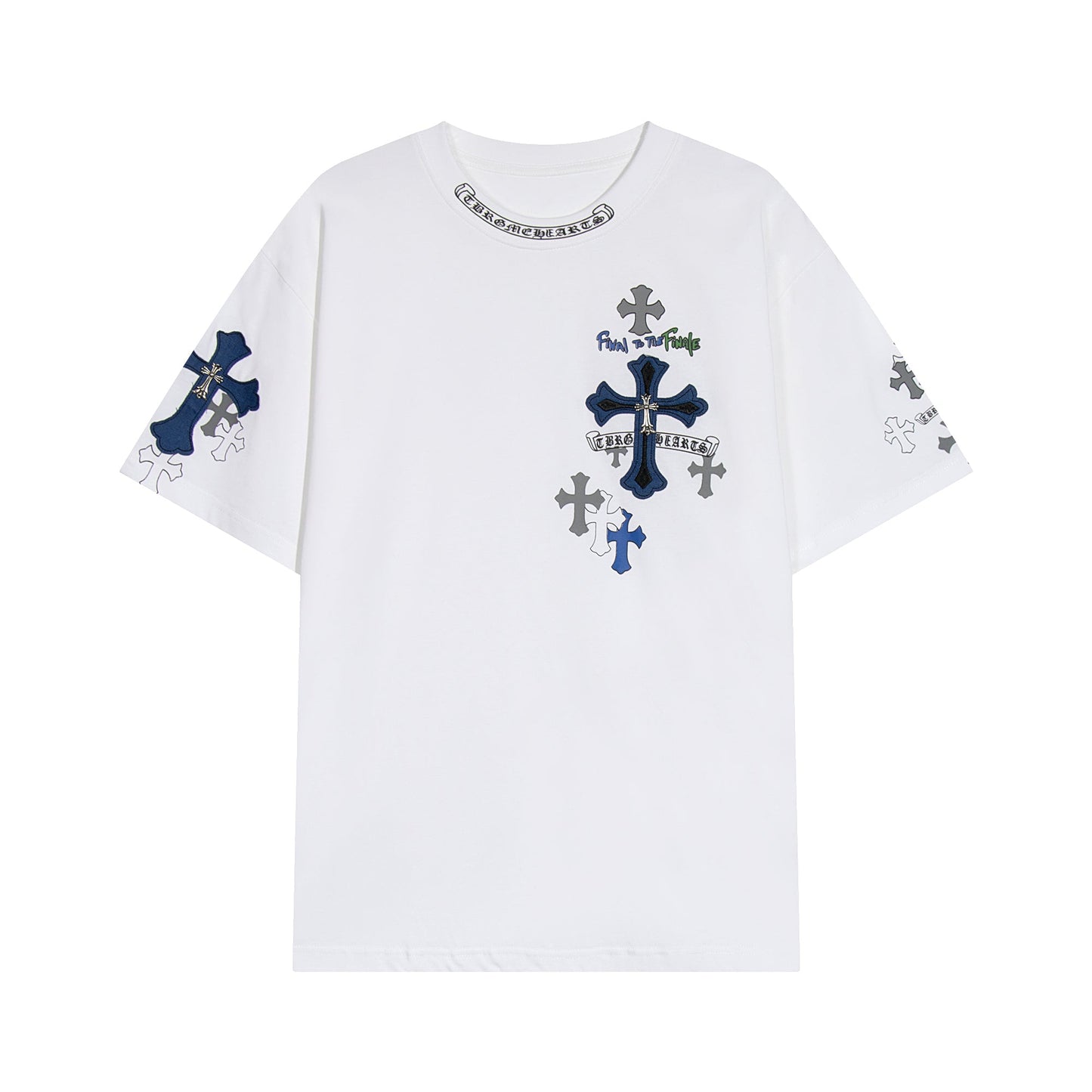 Chrome Hearts Cross Metal Denim Spliced Short-Sleeve T-shirt TB14