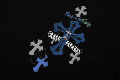 Chrome Hearts Cross Metal Denim Spliced Short-Sleeve T-shirt TB14