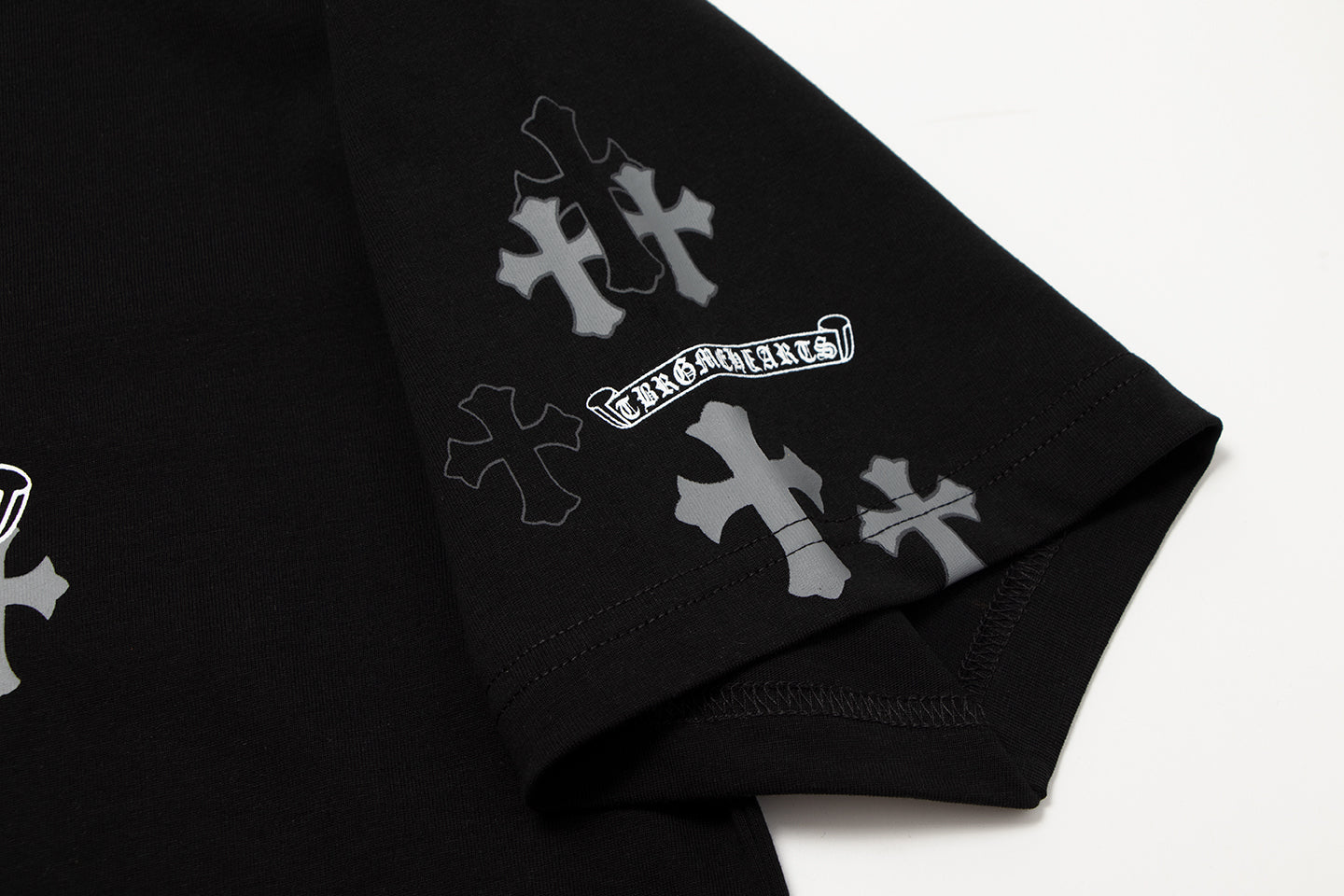 Chrome Hearts Cross Metal Denim Spliced Short-Sleeve T-shirt TB14