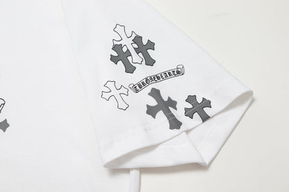 Chrome Hearts Cross Metal Denim Spliced Short-Sleeve T-shirt TB14