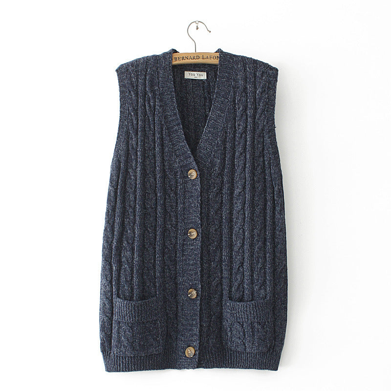 Women Vest plus Size Female Autumn and Winter Loose V-neck Knitted