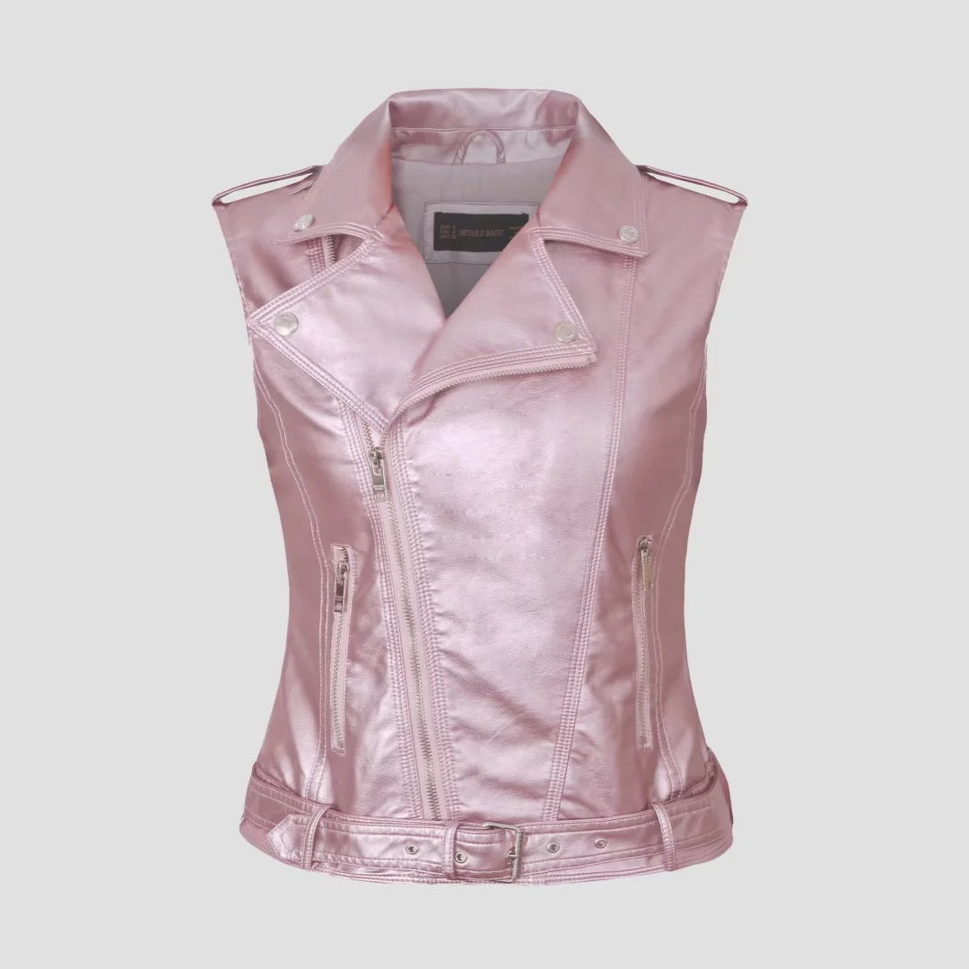 Women Vest PU Leather Vest Cool Handsome
