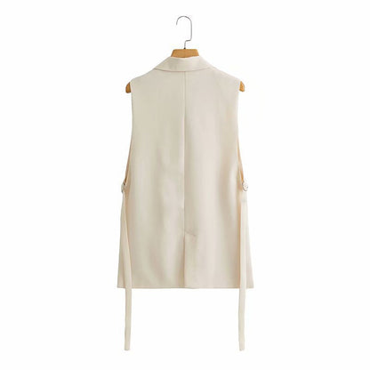 Women Vest Suit Vest Loose Solid Color