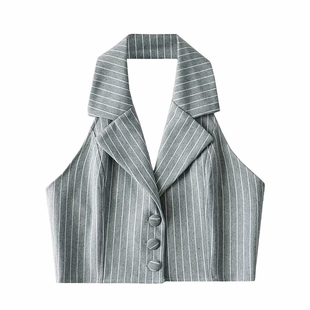 Women Vest Striped Suit Sexy Slim-Fit Short