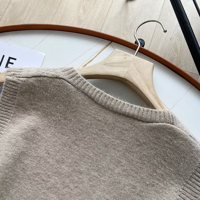 Women Vest Retro Simple Loose Knit