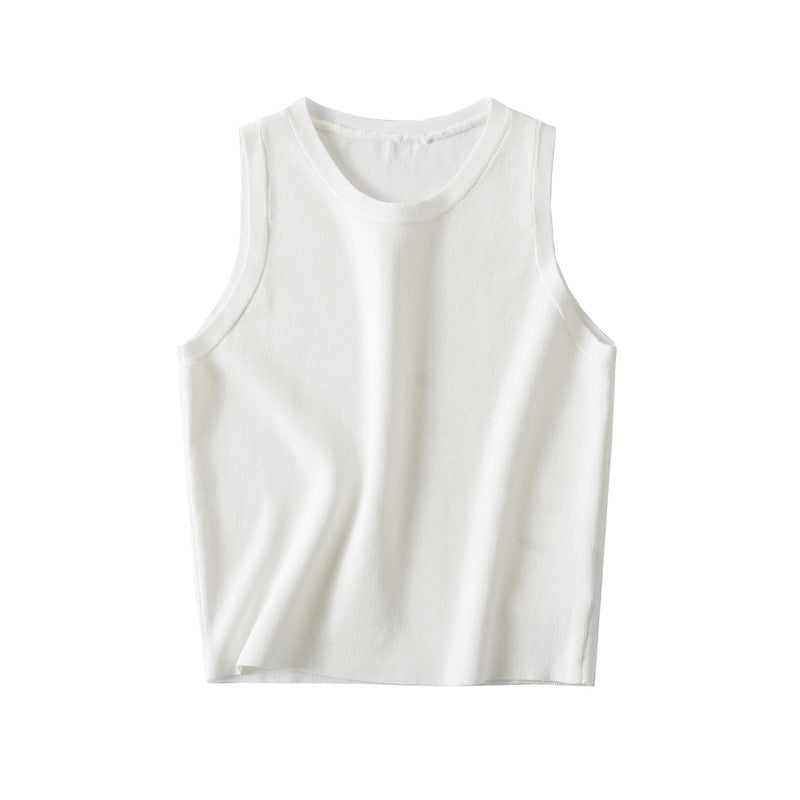 Women Vest Solid Color Knitted Slim Sleeveless