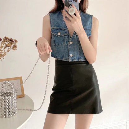 Women Vest Retro Sleeveless Slim Fit