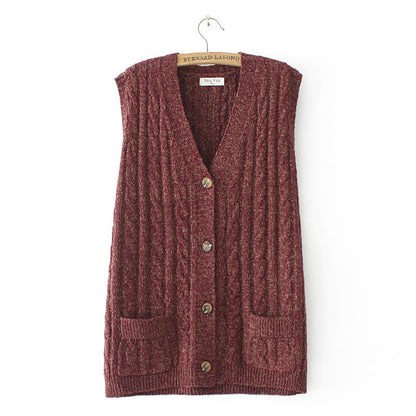 Women Vest plus Size Female Autumn and Winter Loose V-neck Knitted
